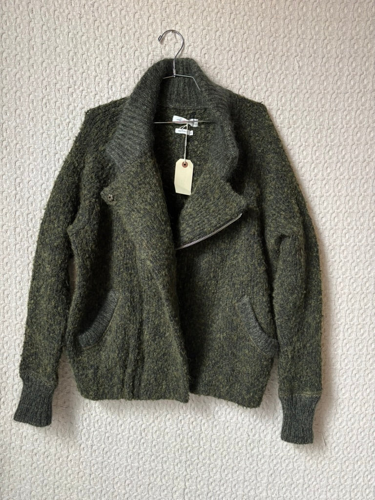 Isabel Marant Etoile Green Wool Moto Sweater Jacket