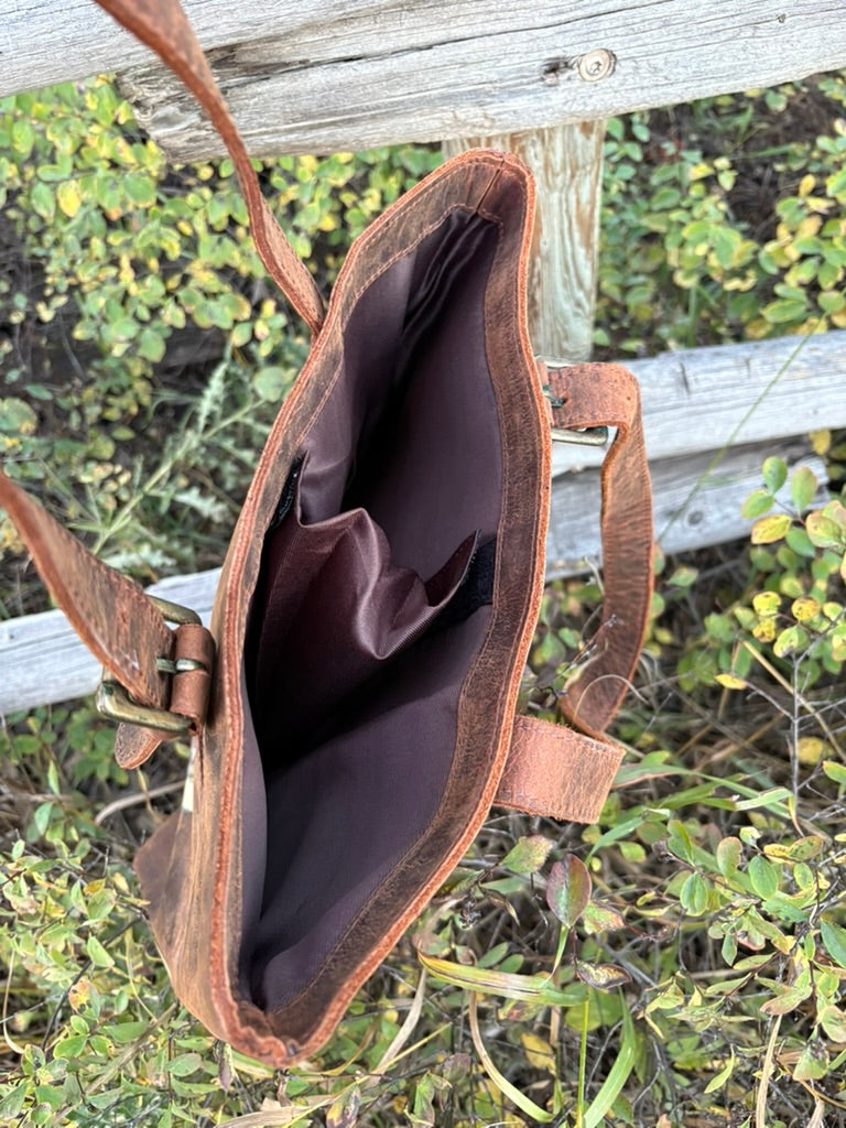 Anna Douglas Smith Handpainted Oiled Leather Wine Bag