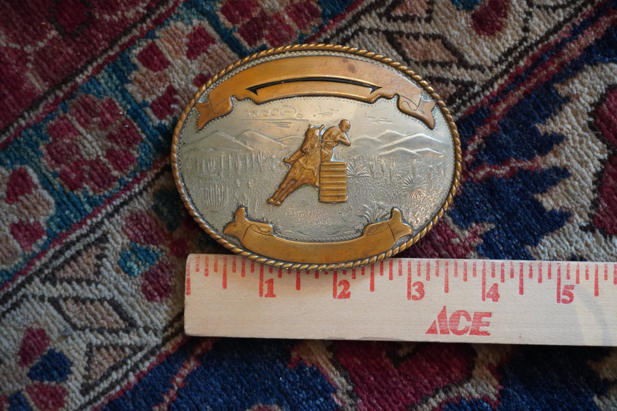 Comstock Barrel Racer w/Ribbon Fame Belt Buckle
