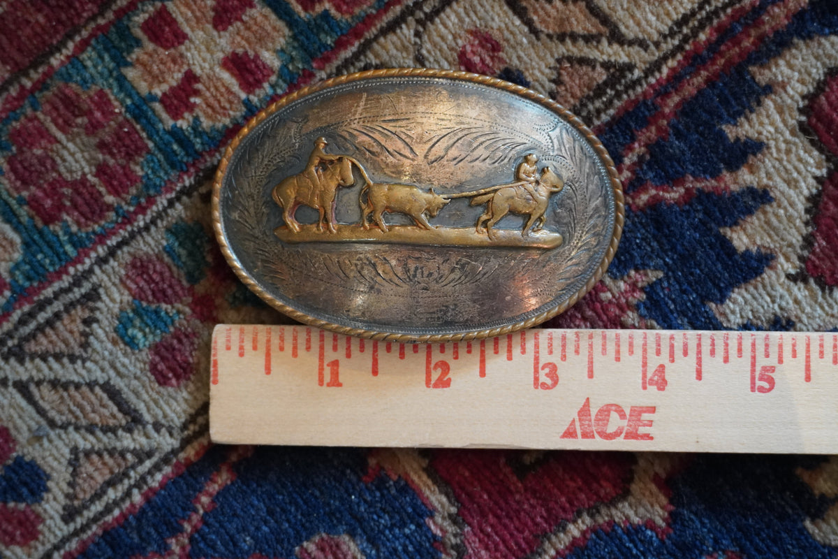 Comstock Sterling Silver Team Roper Belt Buckle