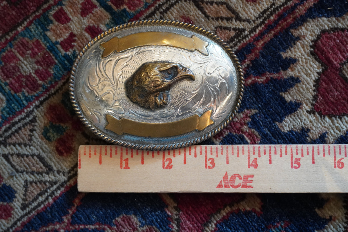 Eagle Profile w/Ribbon Frame Belt Buckle