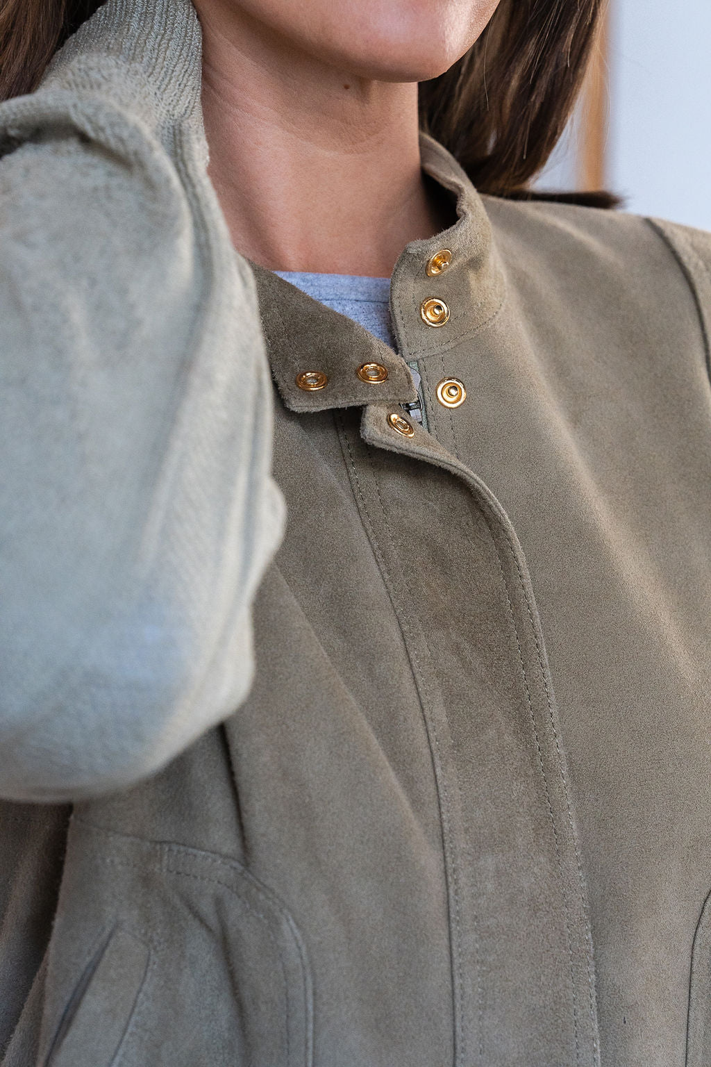 St. John Sport Suede & Knit Combo Jacket