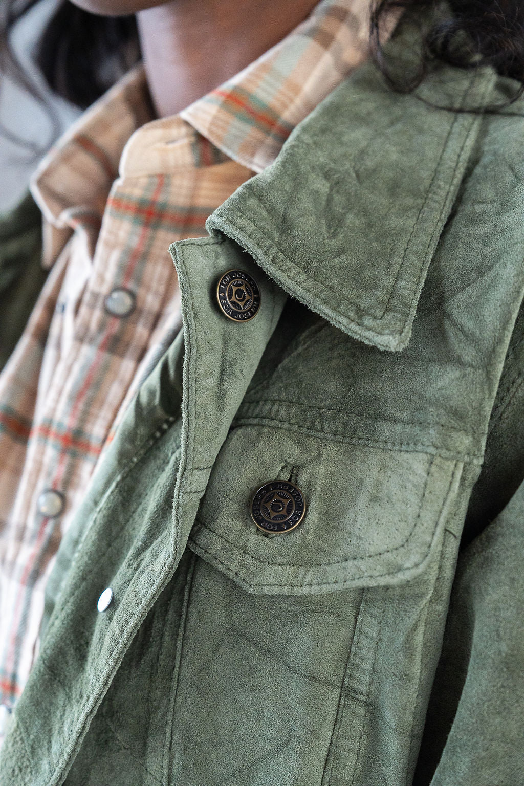 Green Suede Trucker Jacket