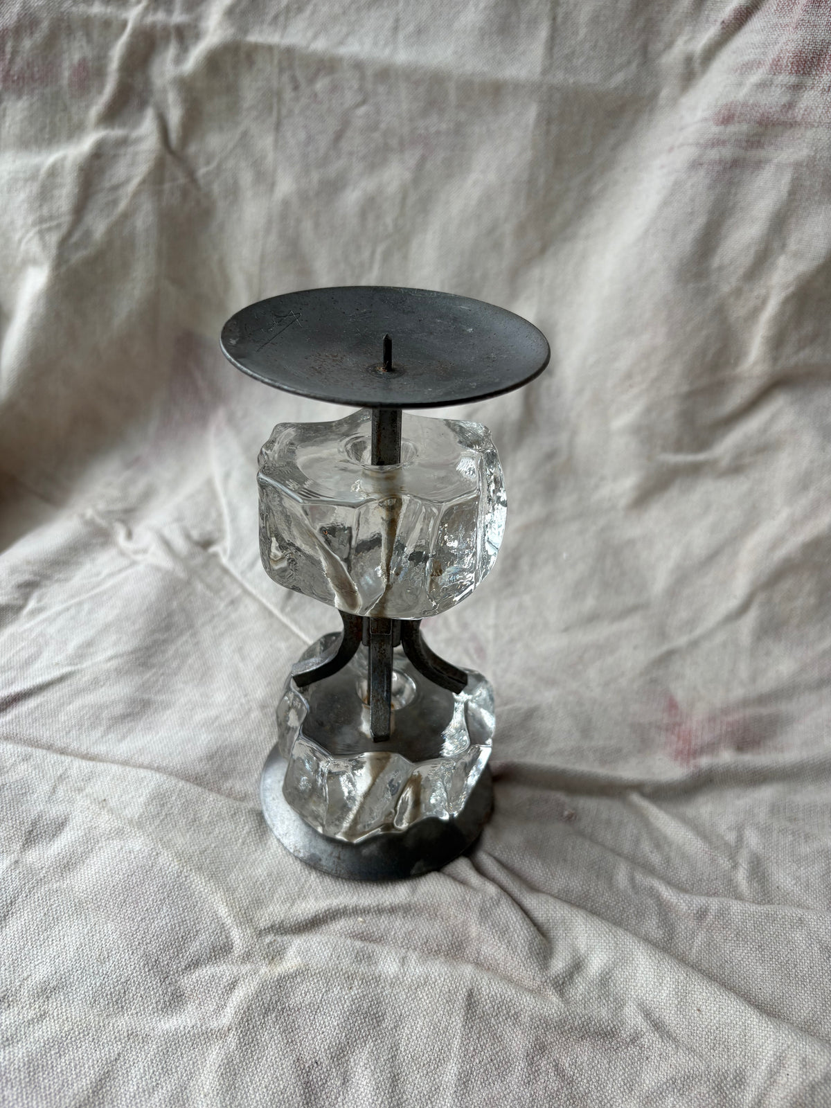 Single Bostrom Pressed Glass Candle Holder