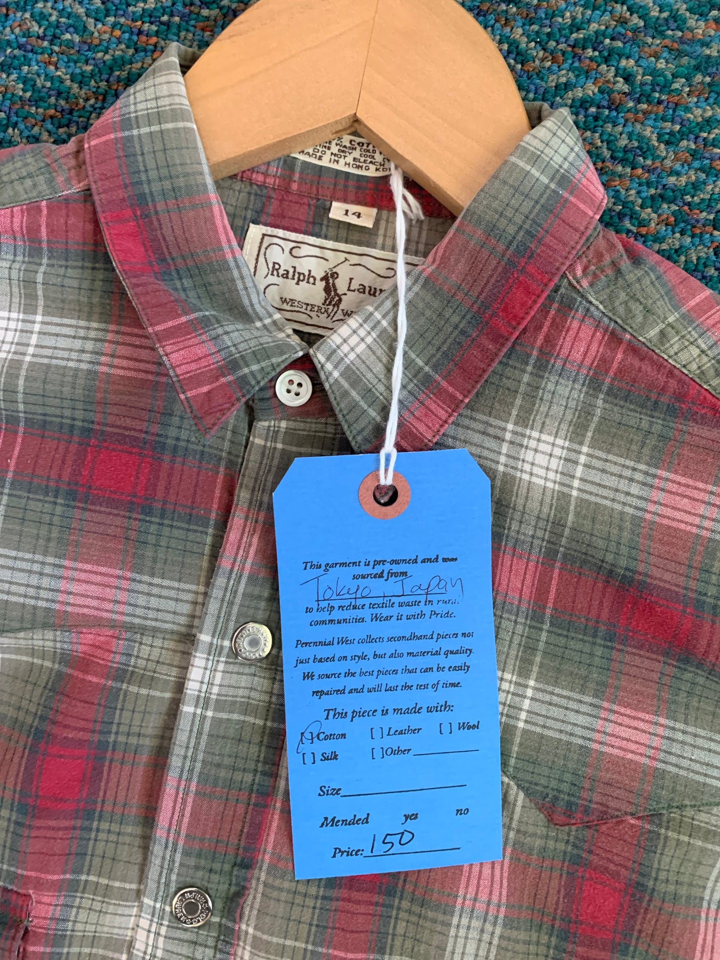 Vintage Ralph Lauren Western Wear Plaid Pearl Snap