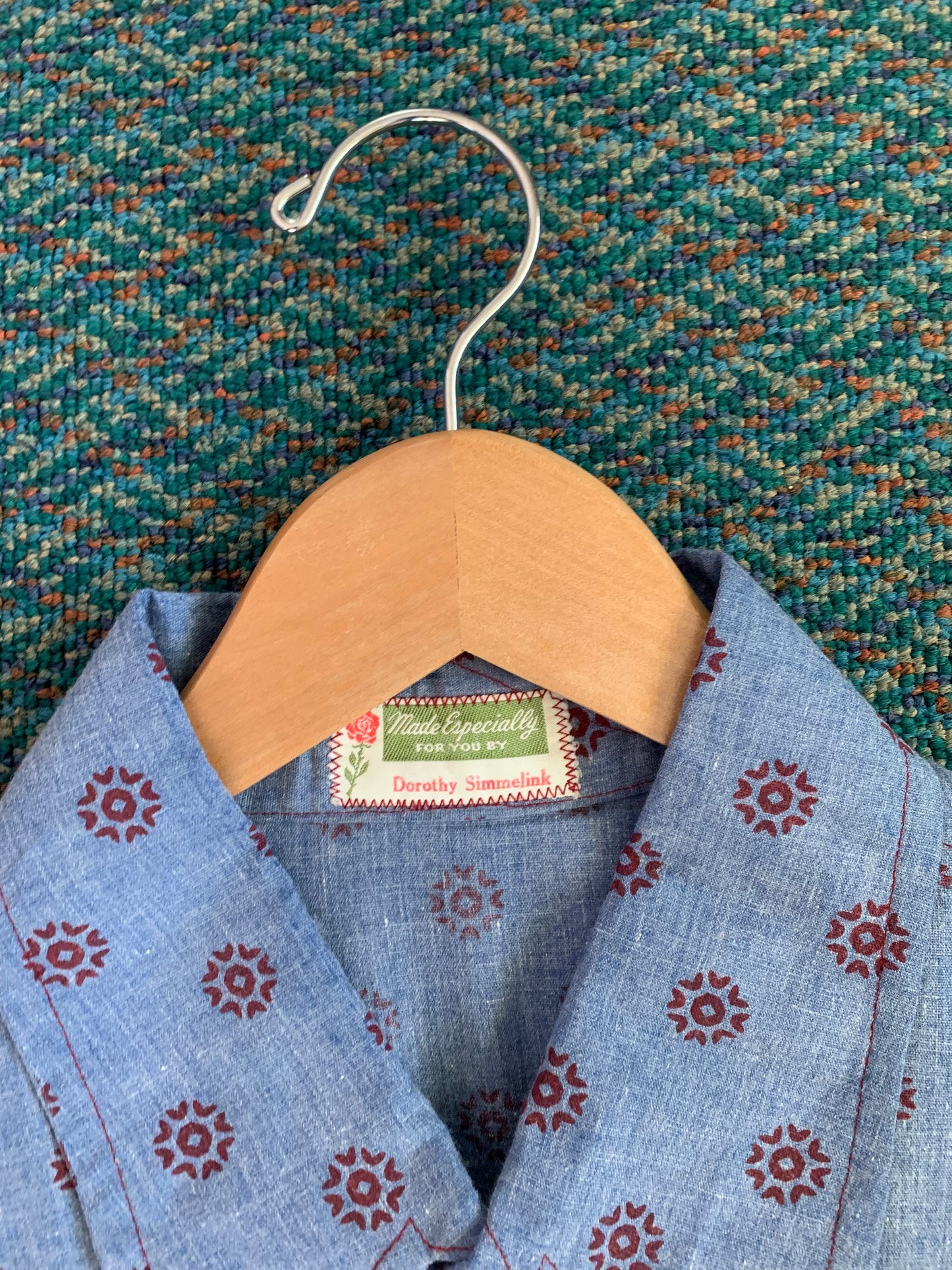 Vintage Home Made Block Print Button Down