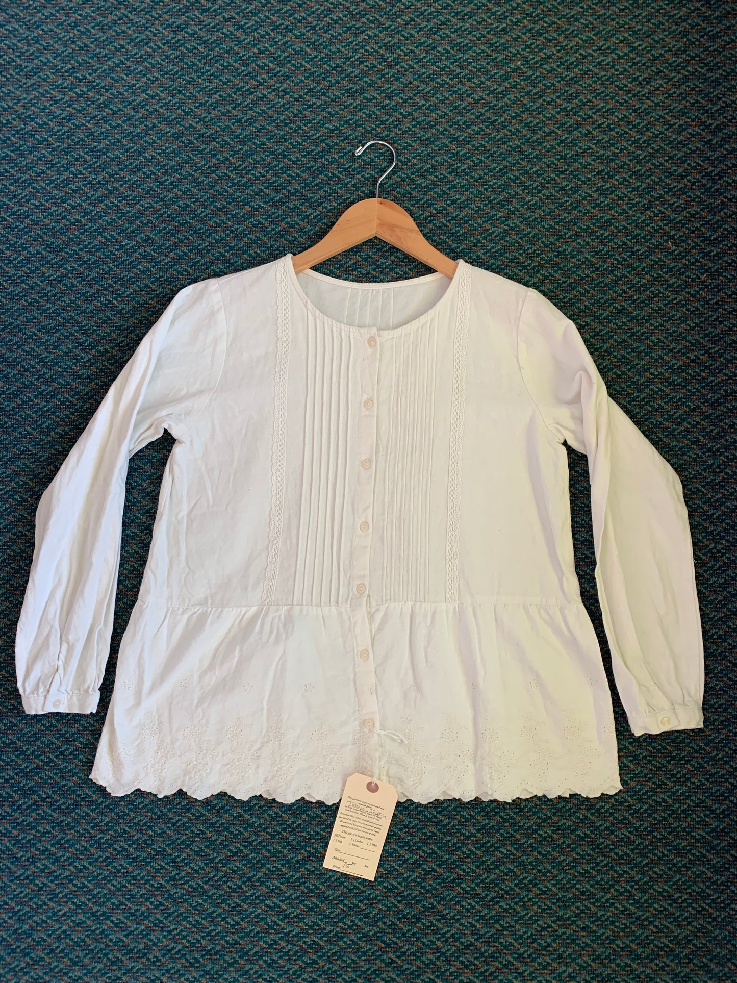 Peasant Button Down Top w/Floral Eyelet Ruffle