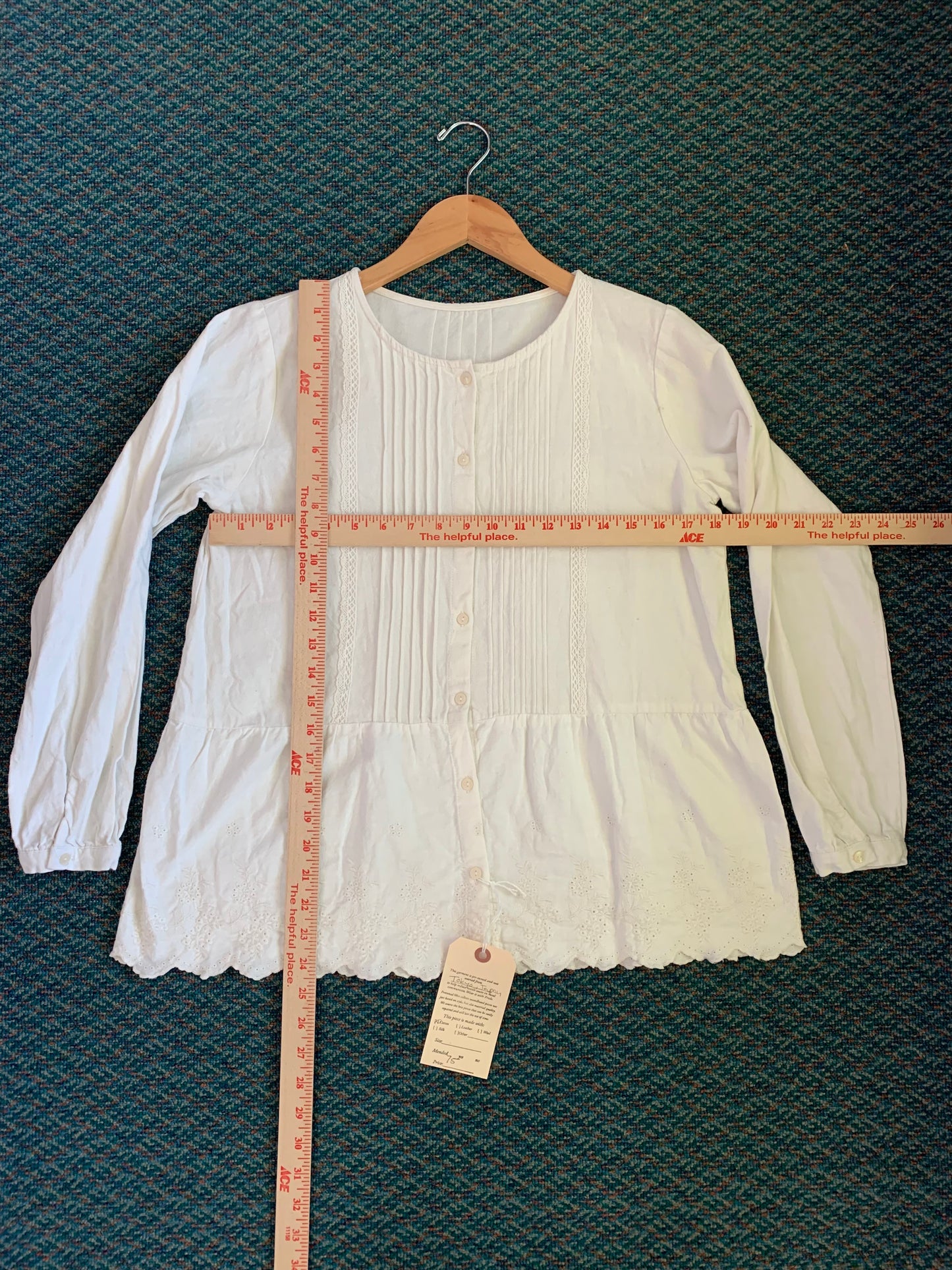 Peasant Button Down Top w/Floral Eyelet Ruffle