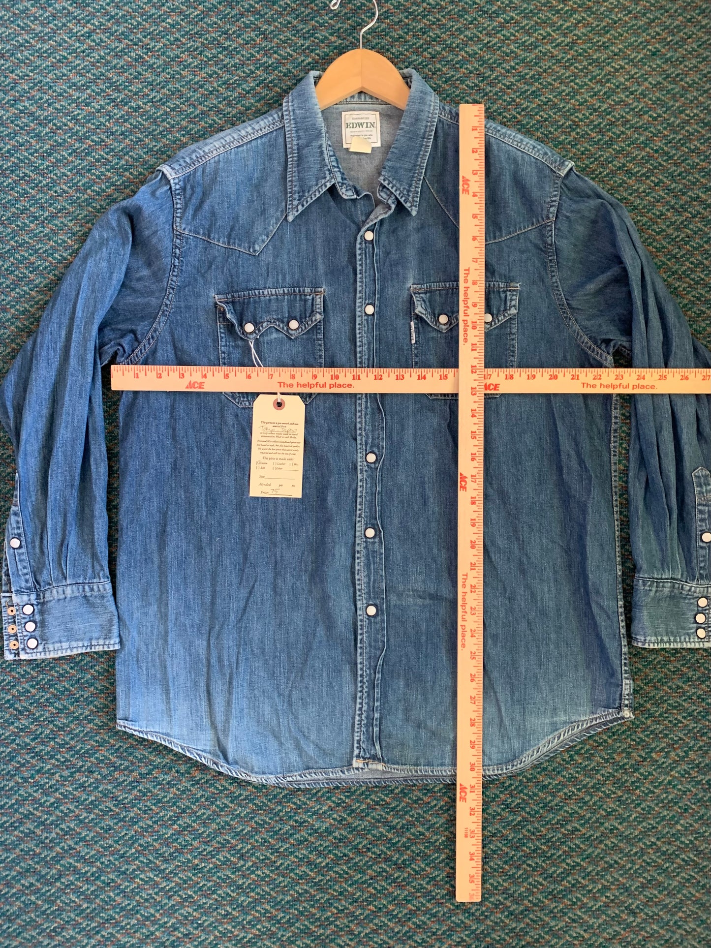 Edwin Worn In Denim Rancher Pear Snap