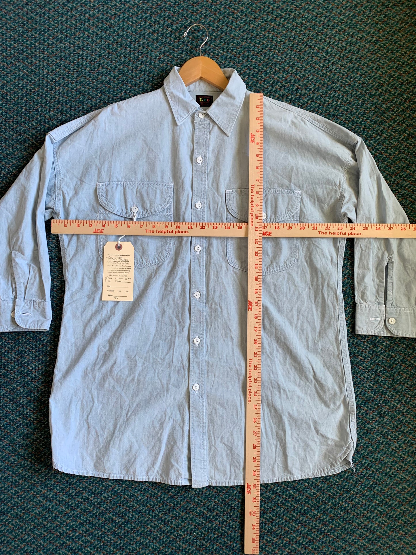 Lee Sanforized Chambray Button Down Tunic Top