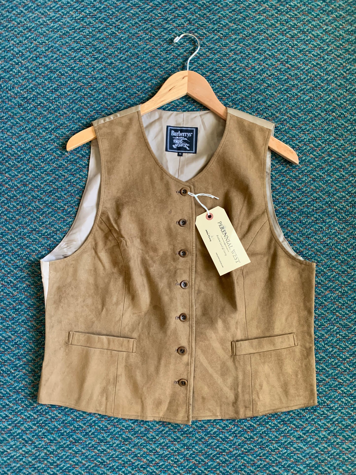 Vintage Burberry Suede Button Down Vest Top
