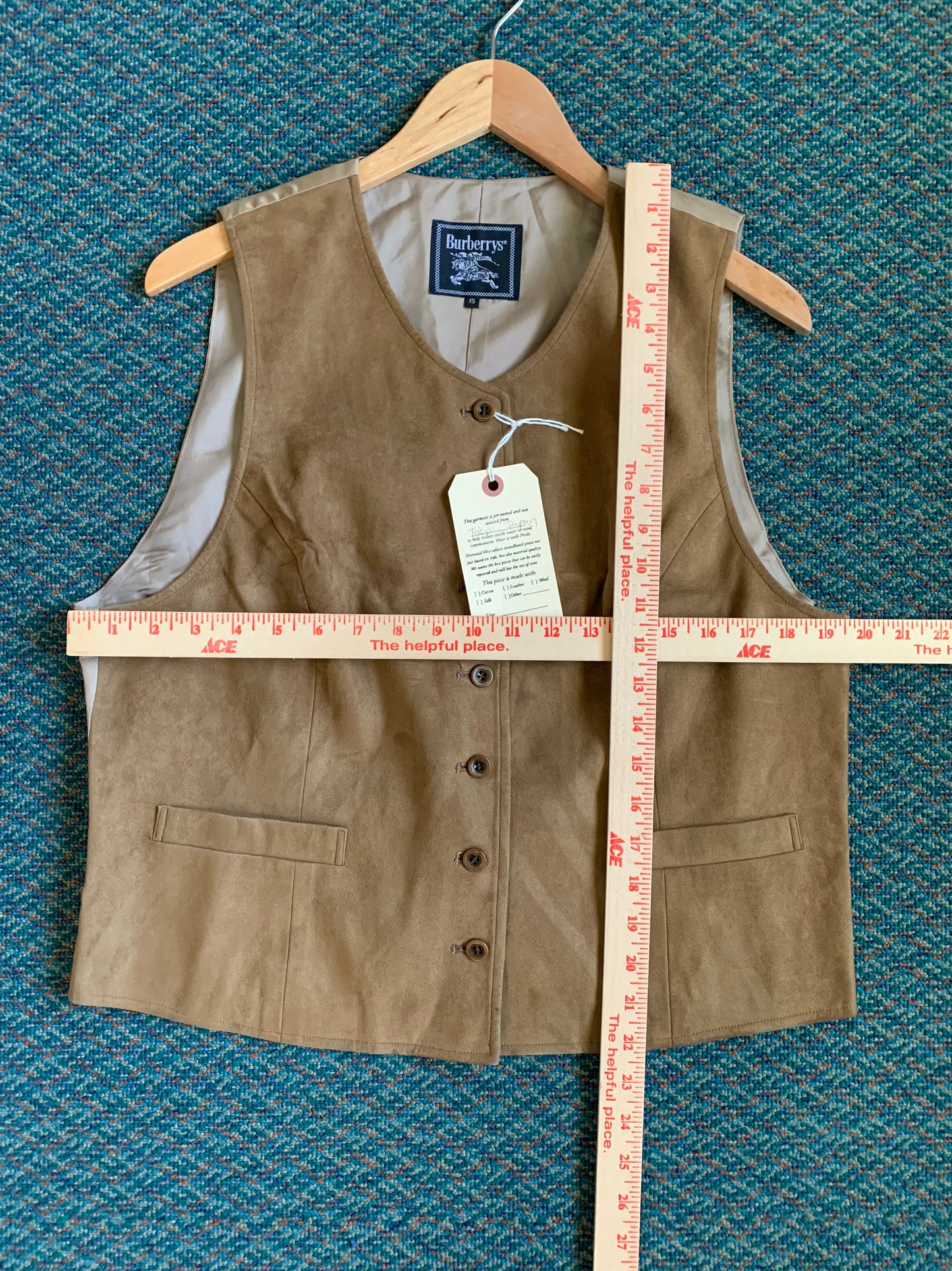 Vintage Burberry Suede Button Down Vest Top