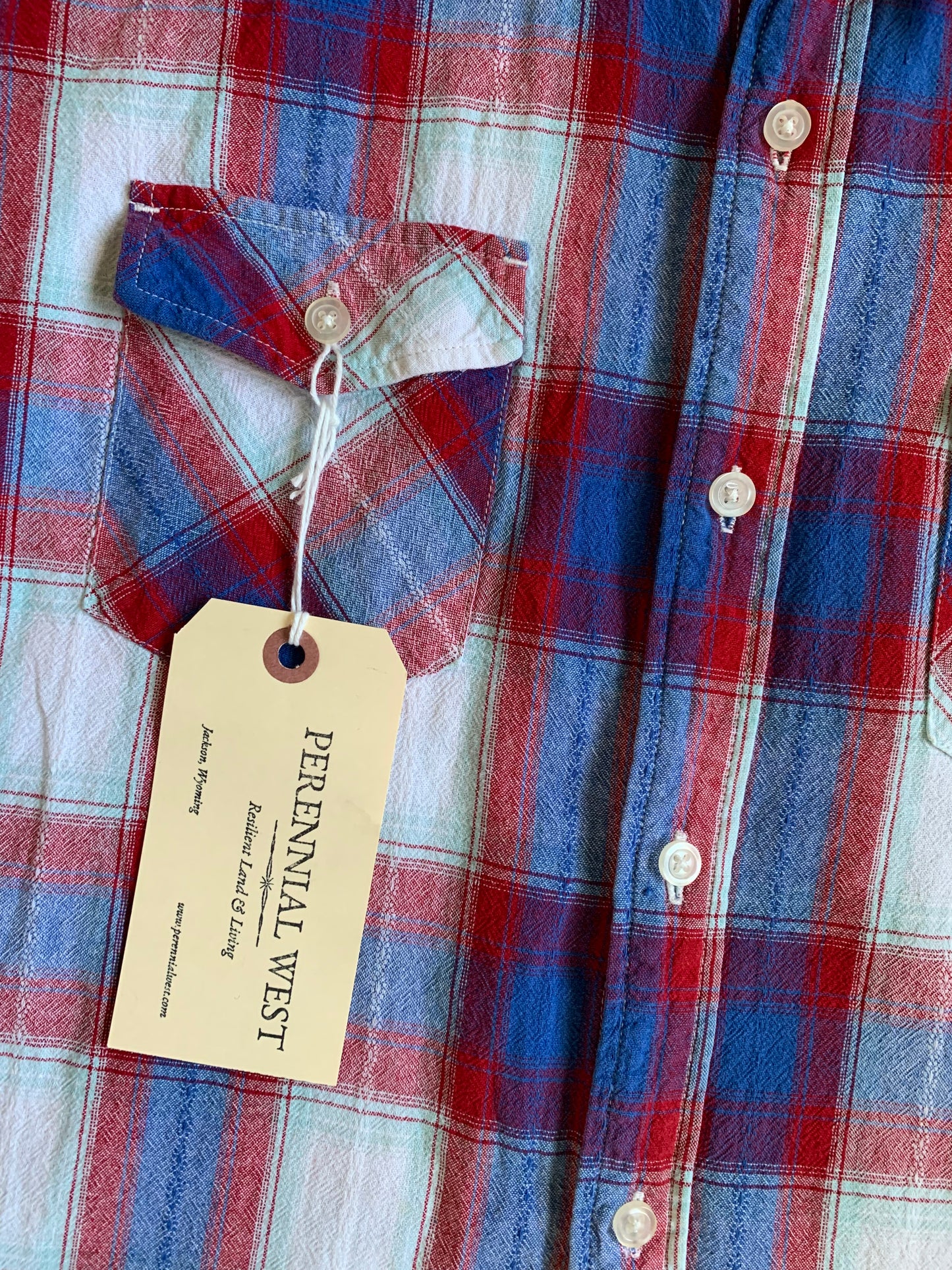 Red White and Blue Plaid Pearl Snap