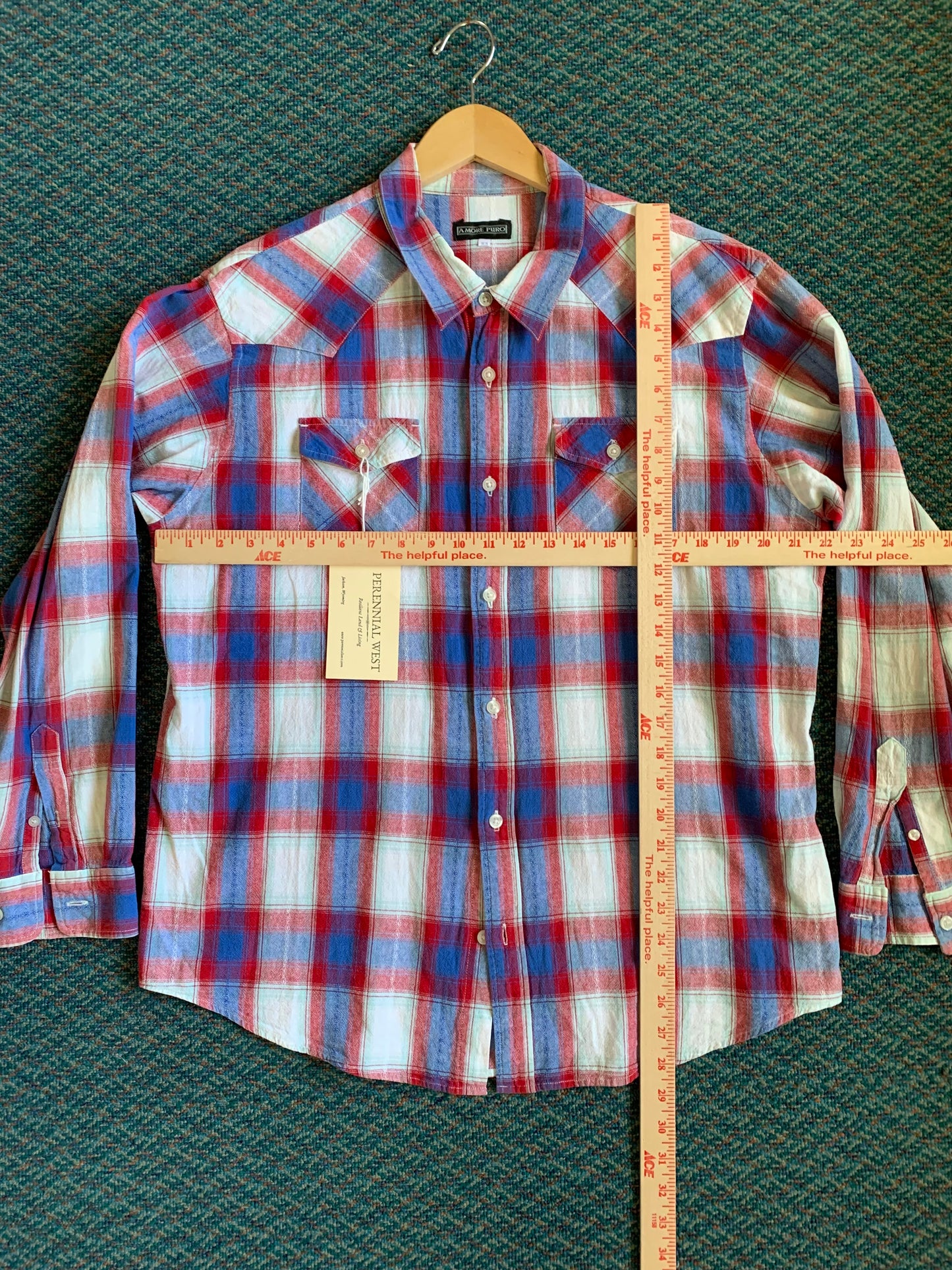 Red White and Blue Plaid Pearl Snap