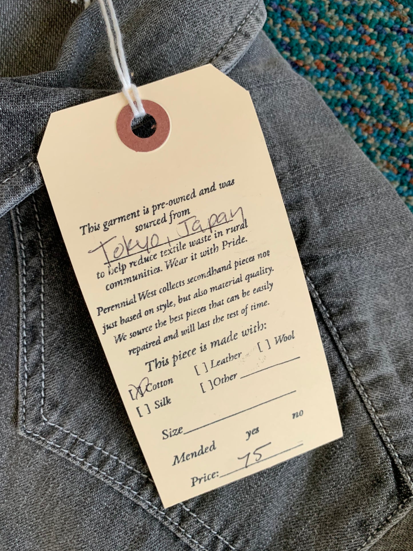 Gray Distressed Chambray Pearl Snap