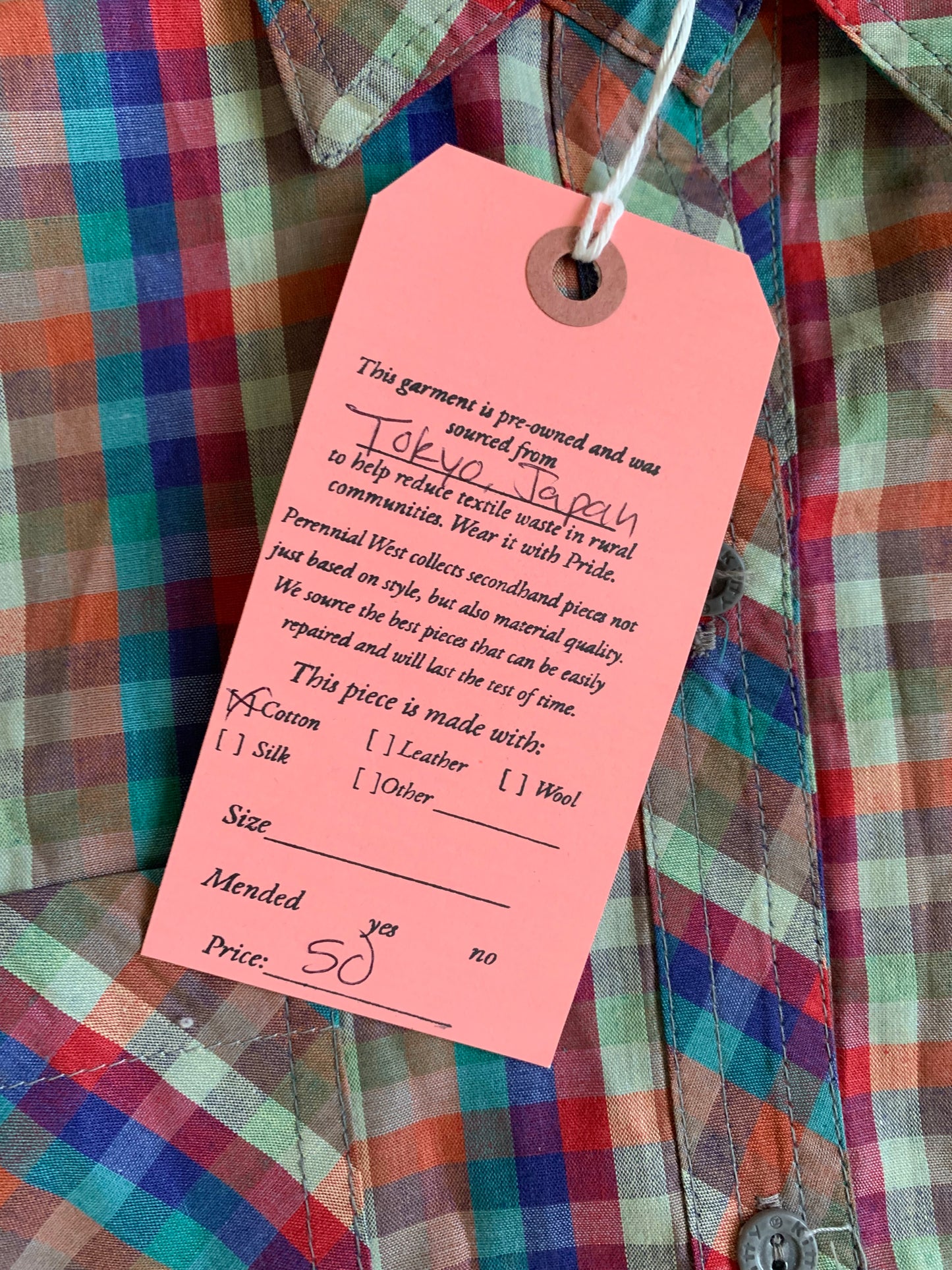 Vintage Kitty Button Down Plaid Top
