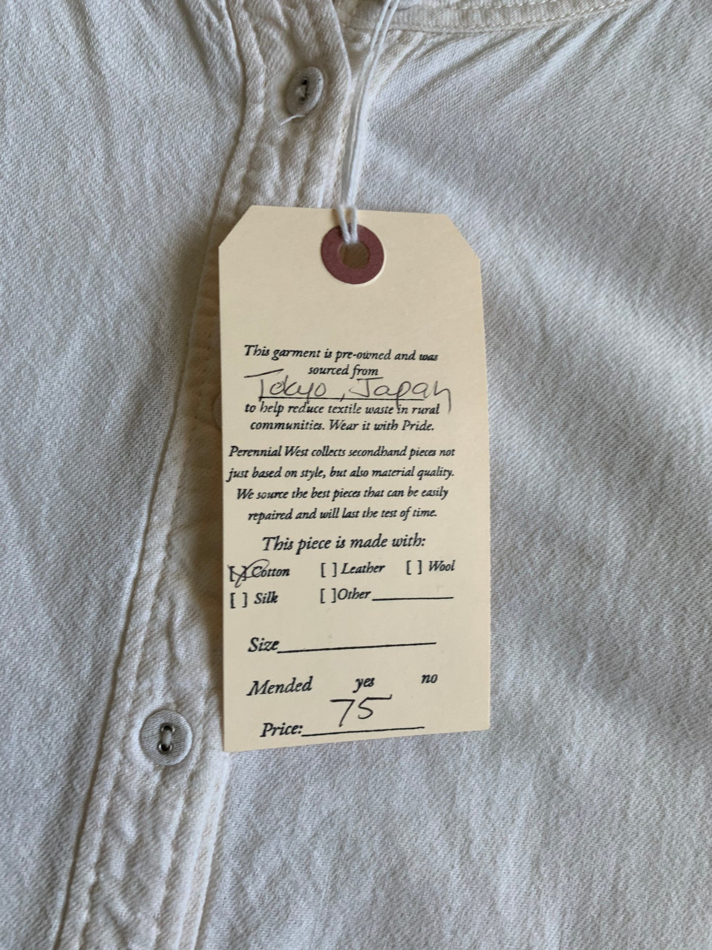 Heavy Cotton Peasant Button Down Blouse