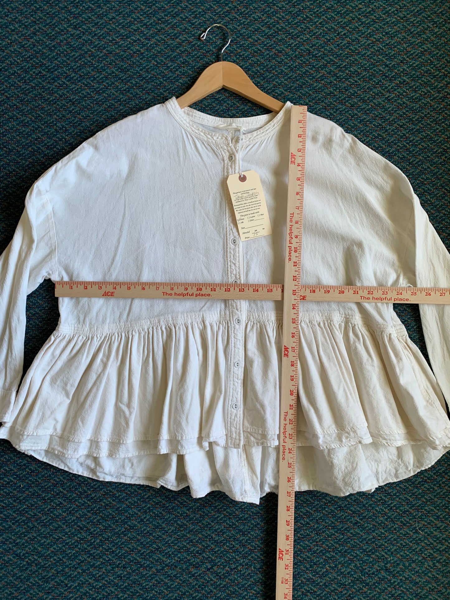 Heavy Cotton Peasant Button Down Blouse