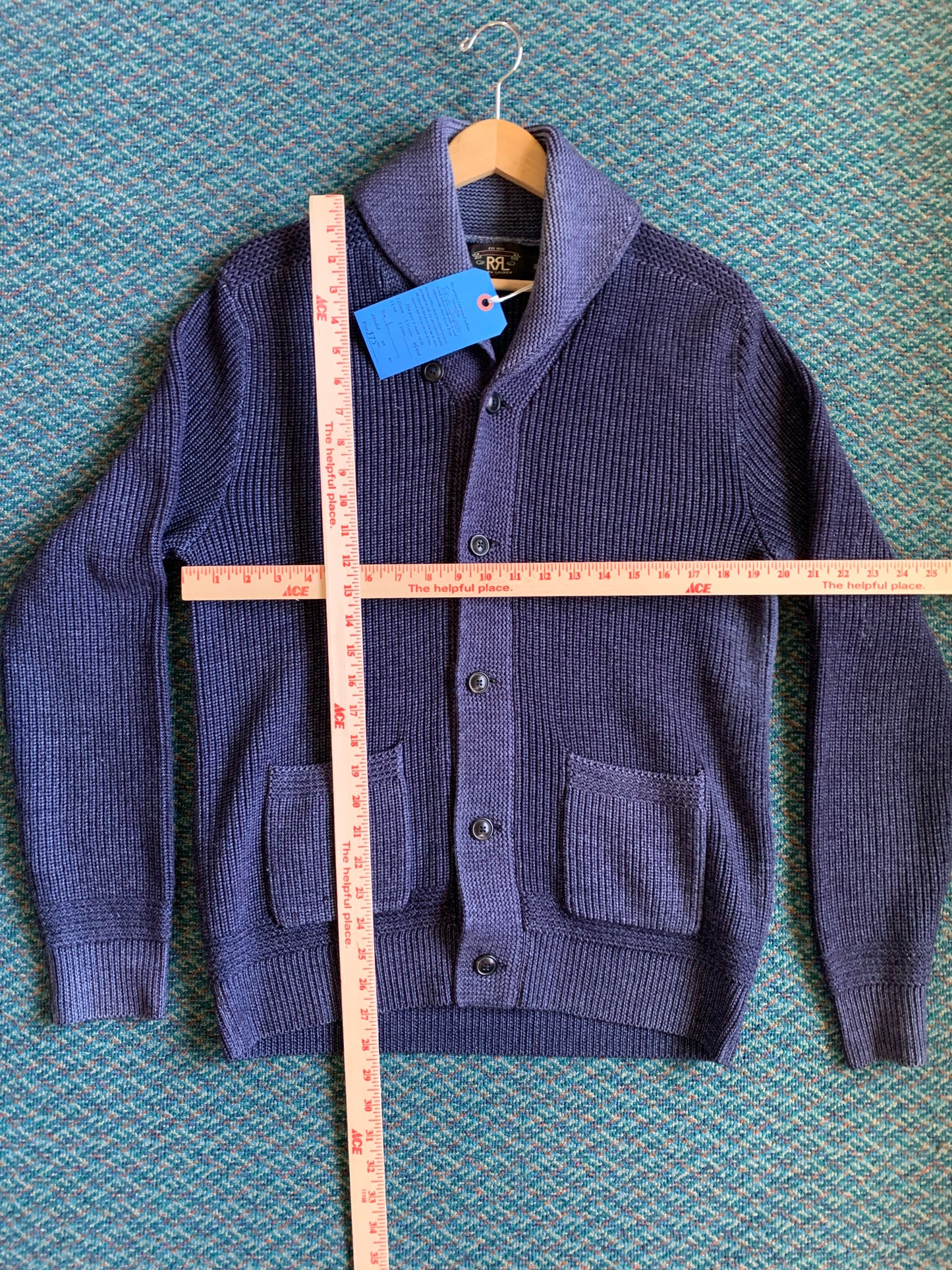 RRL Wool Blend Fisherman Cardigan Sweater