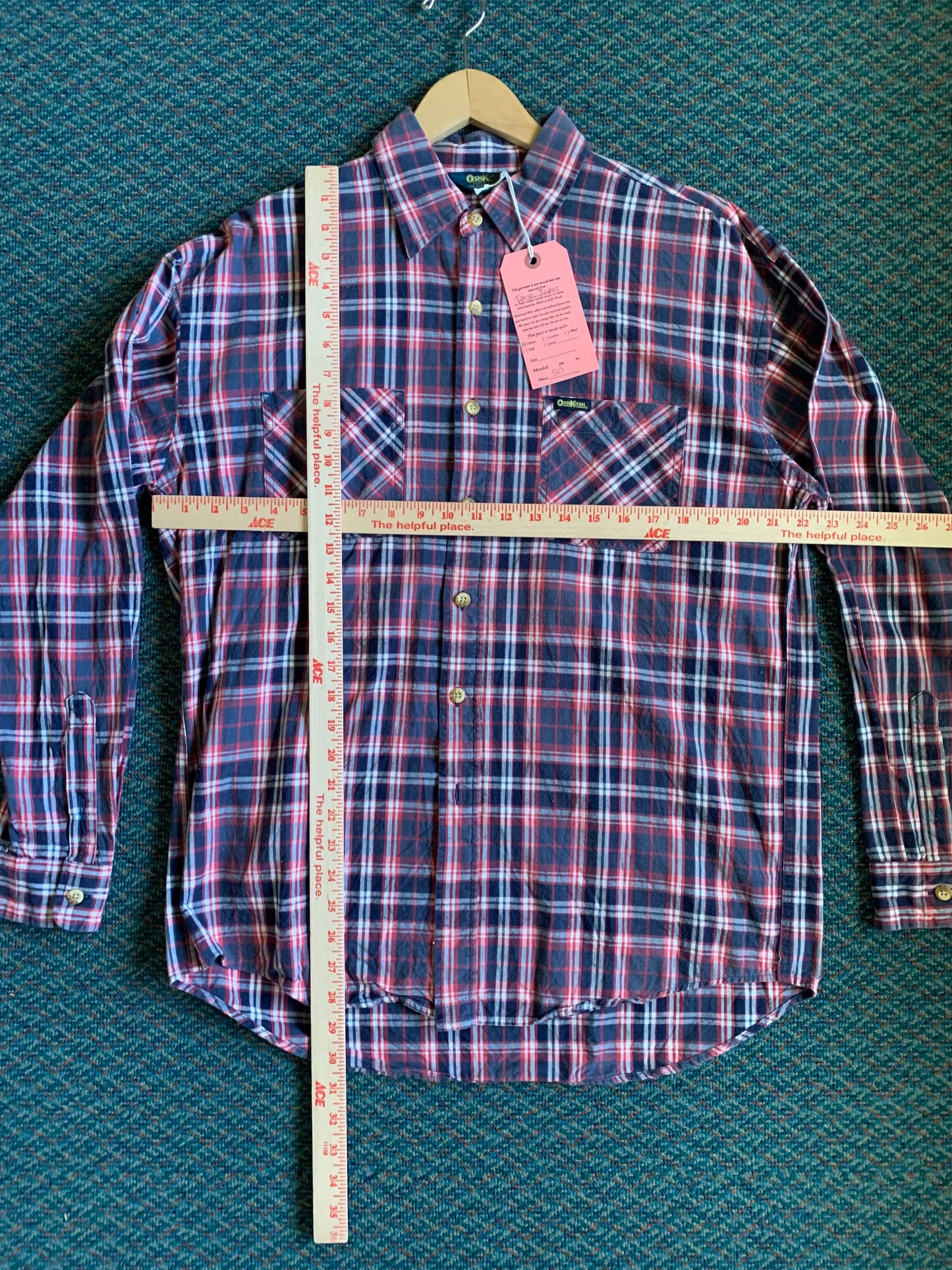 Osh Kosh Plaid Button Down Work Shirt