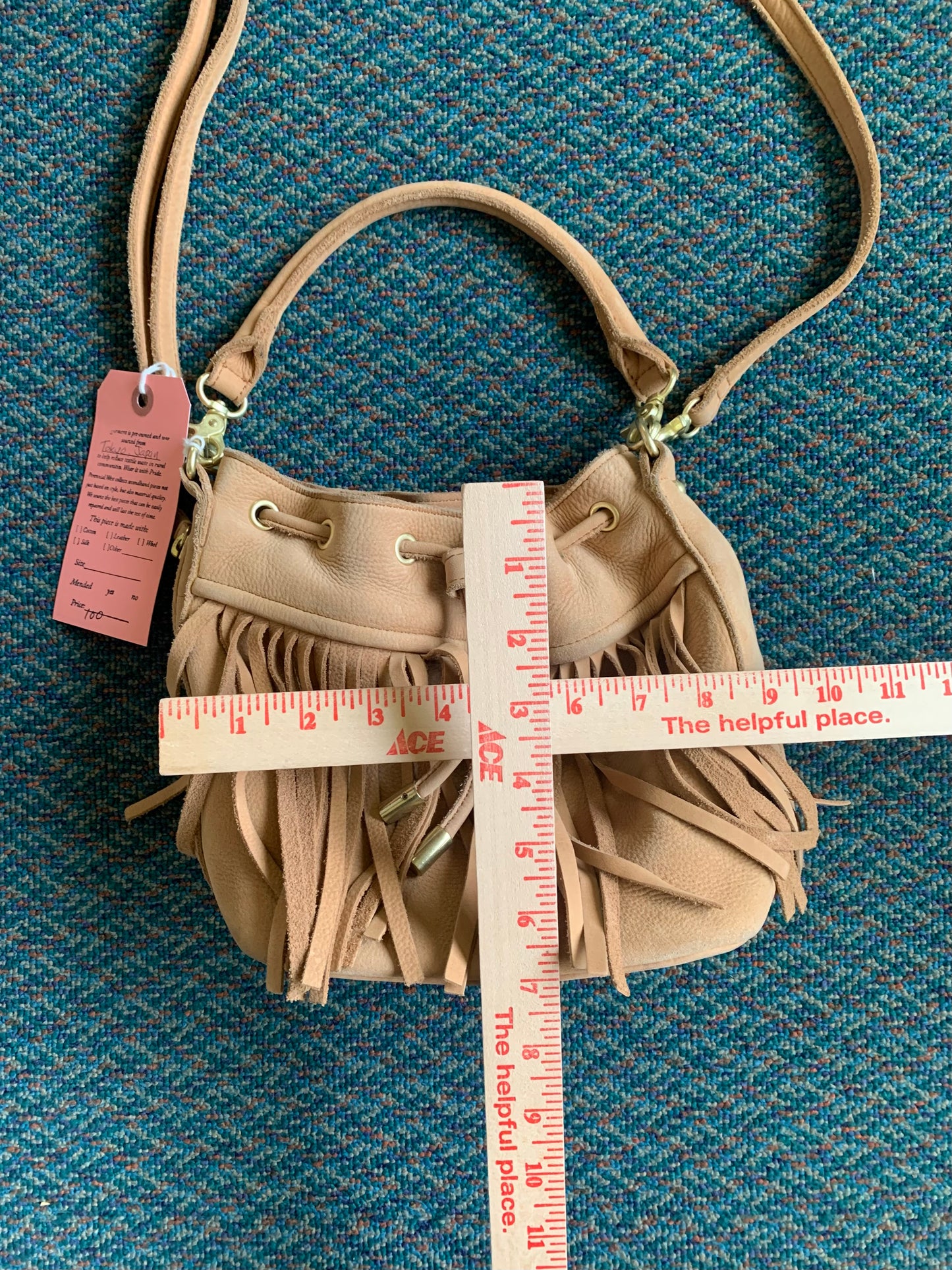 Suede Fringe Mini Bucket Bag