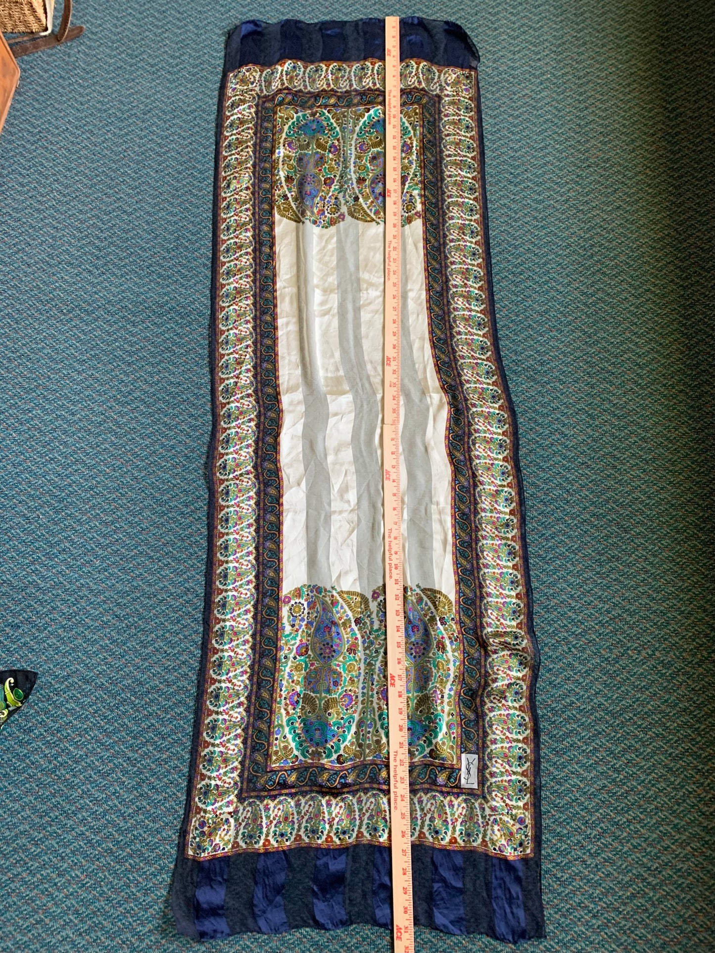 YSL Paisley Print Long Silk Scarf
