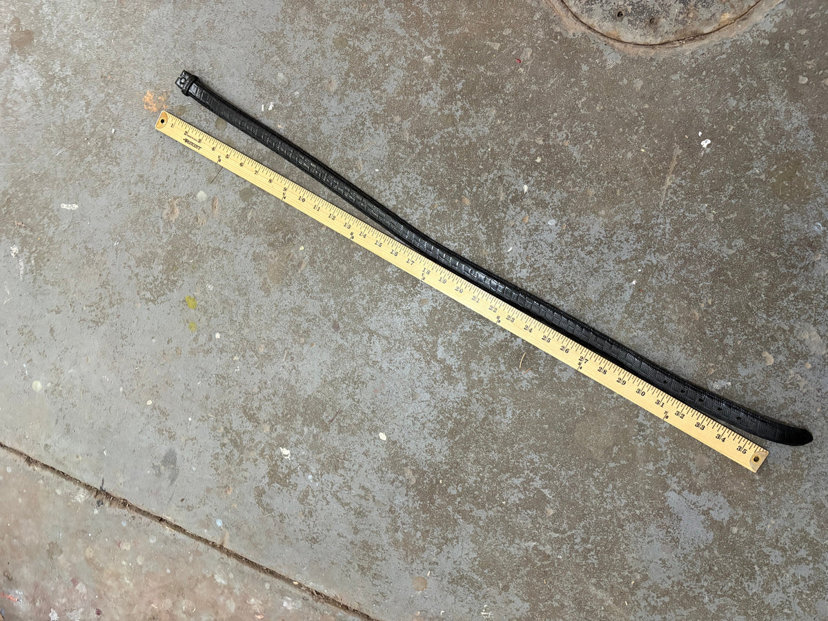 Embossed Black Skinny Belt Strap