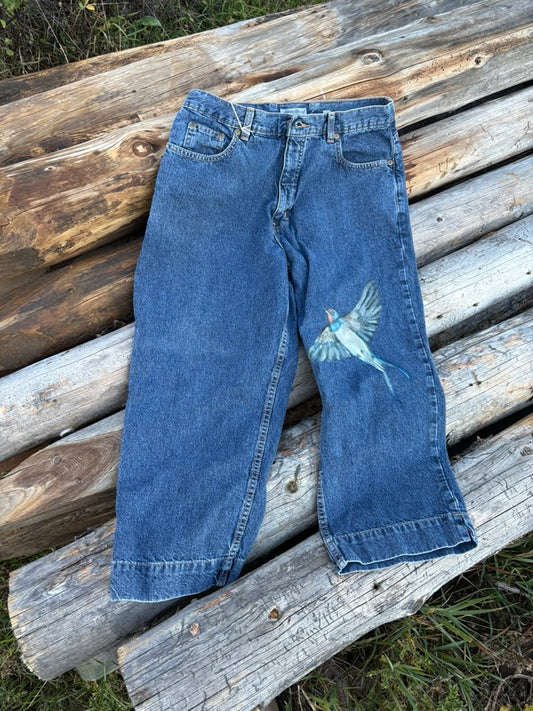 Anna Douglas Smith Handpainted Denim Crop Pants