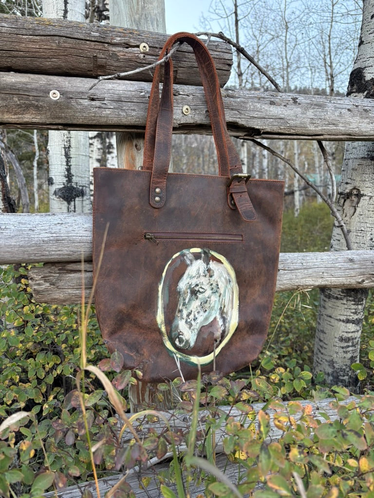 Anna Douglas Smith Handpainted Oiled Leather Wine Bag