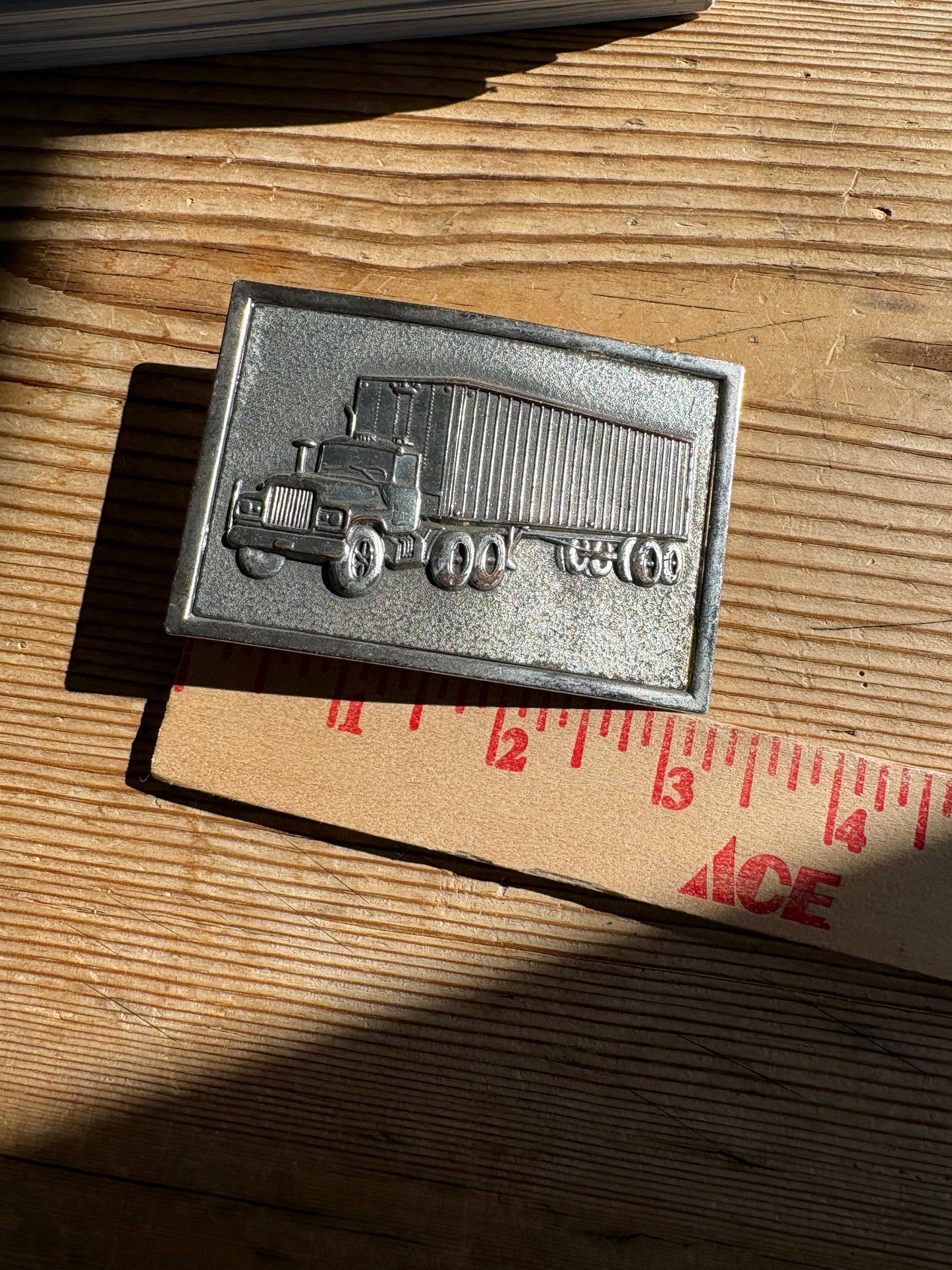1970's Semi Truck Pressed Metal Buckle