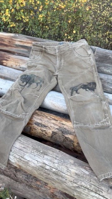 Anna Douglas Smith Handpainted Bison Work Pants