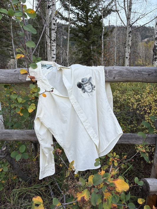 Anna Douglas Smith Handpainted Cowgirl Pocket Button Down