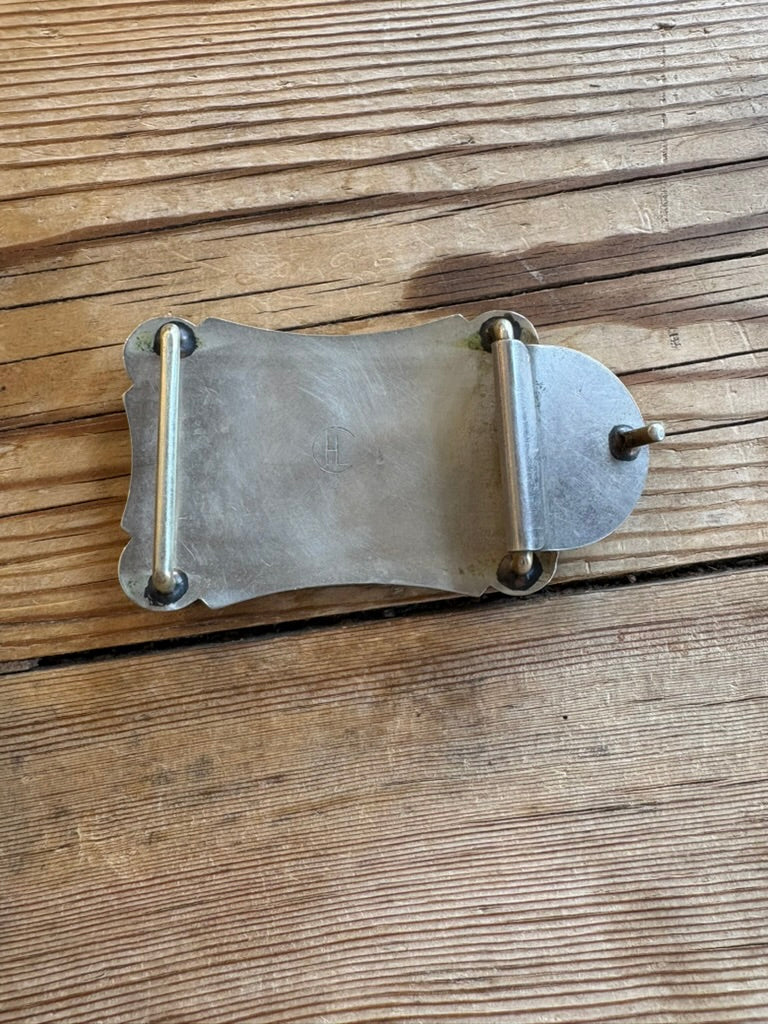 HL Brand Tooled Cutter Small Bronze & Silver Belt Buckle