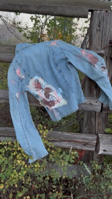 Anna Douglas Smith Handpainted Denim Tie Front Top