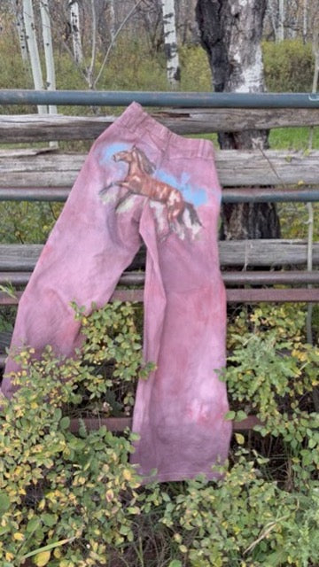 Anna Douglas Smith Handpainted Dyed Purple Wide Leg Pants