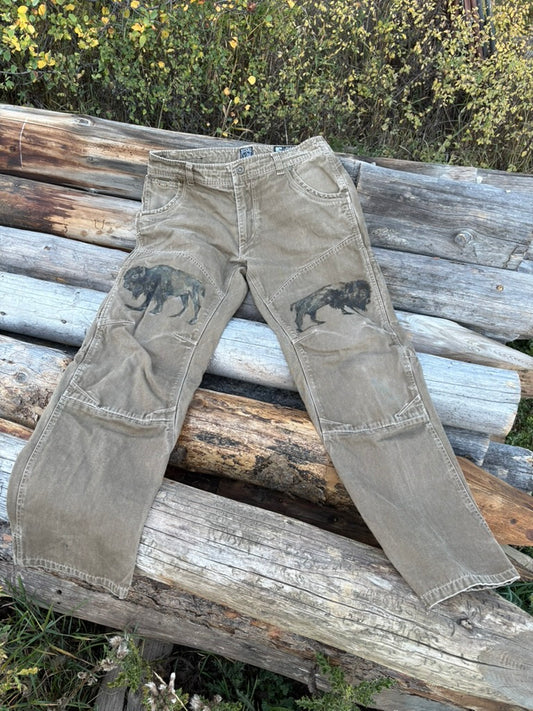 Anna Douglas Smith Handpainted Bison Work Pants