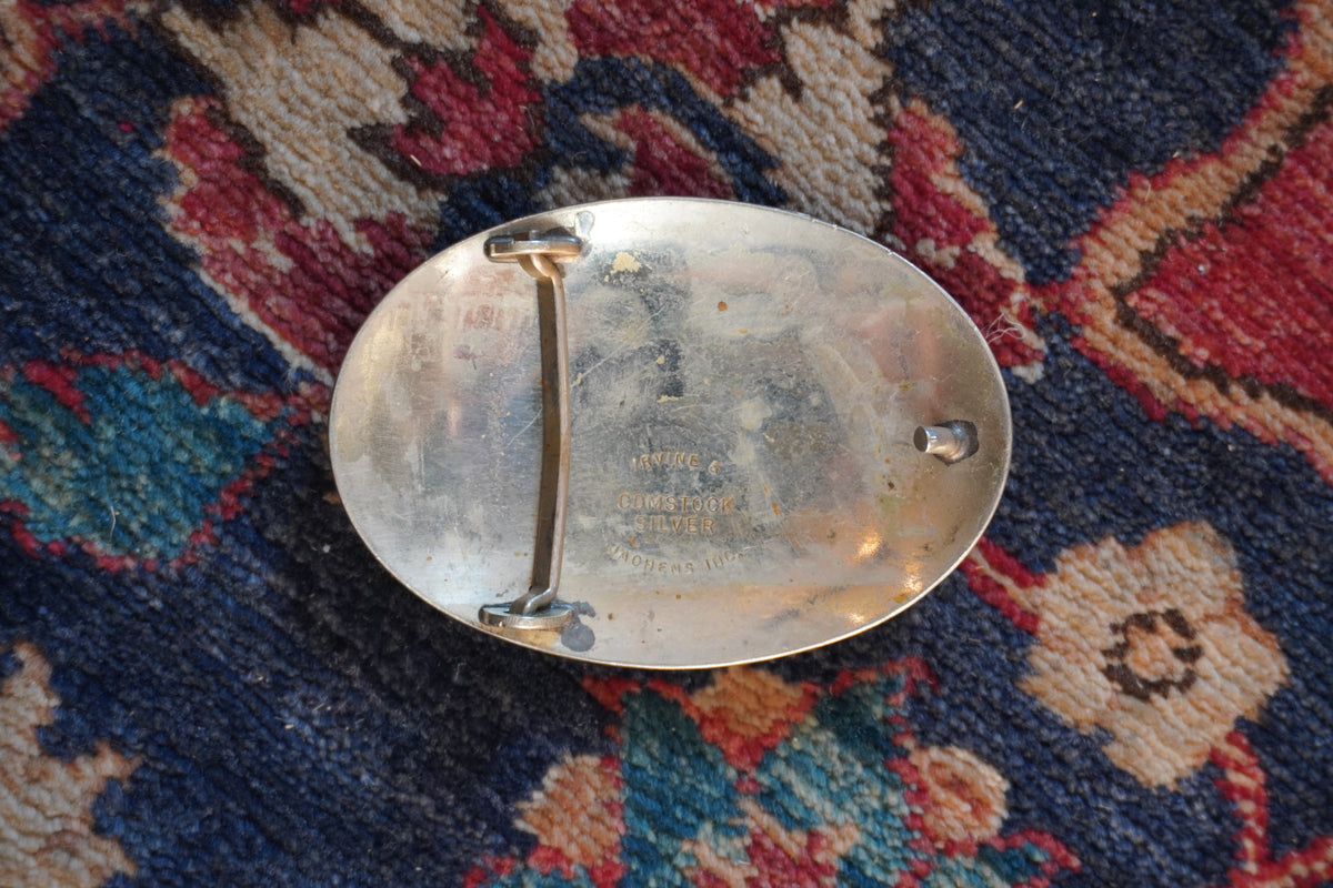 Comstock German Nickle Appaloosa Horse w/Rider Belt Buckle