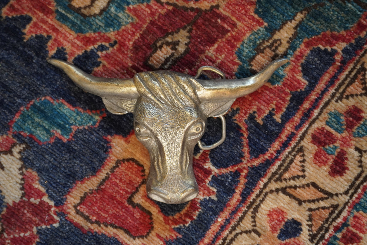 Brass Longhorn Steer Belt Buckle