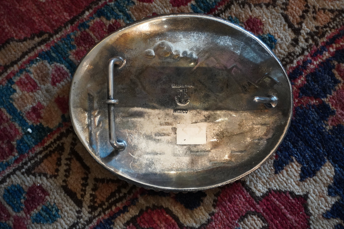 Large Alpaca Silver Barrel Racer Belt Buckle