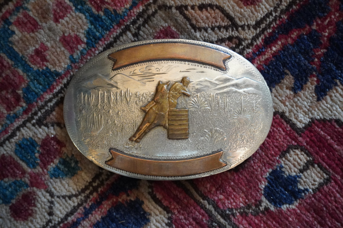 Comstock Barrel Racer in the Desert Belt Buckle