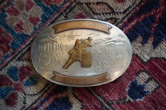 Comstock Barrel Racer in the Desert Belt Buckle