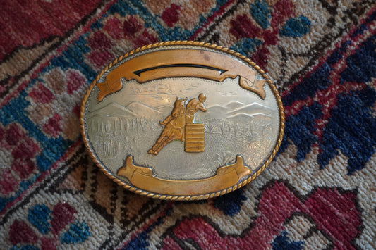 Comstock Barrel Racer w/Ribbon Fame Belt Buckle