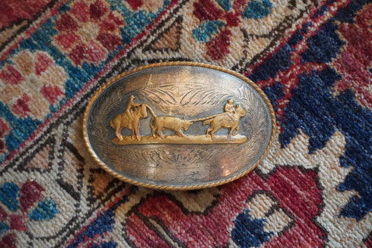 Comstock Sterling Silver Team Roper Belt Buckle
