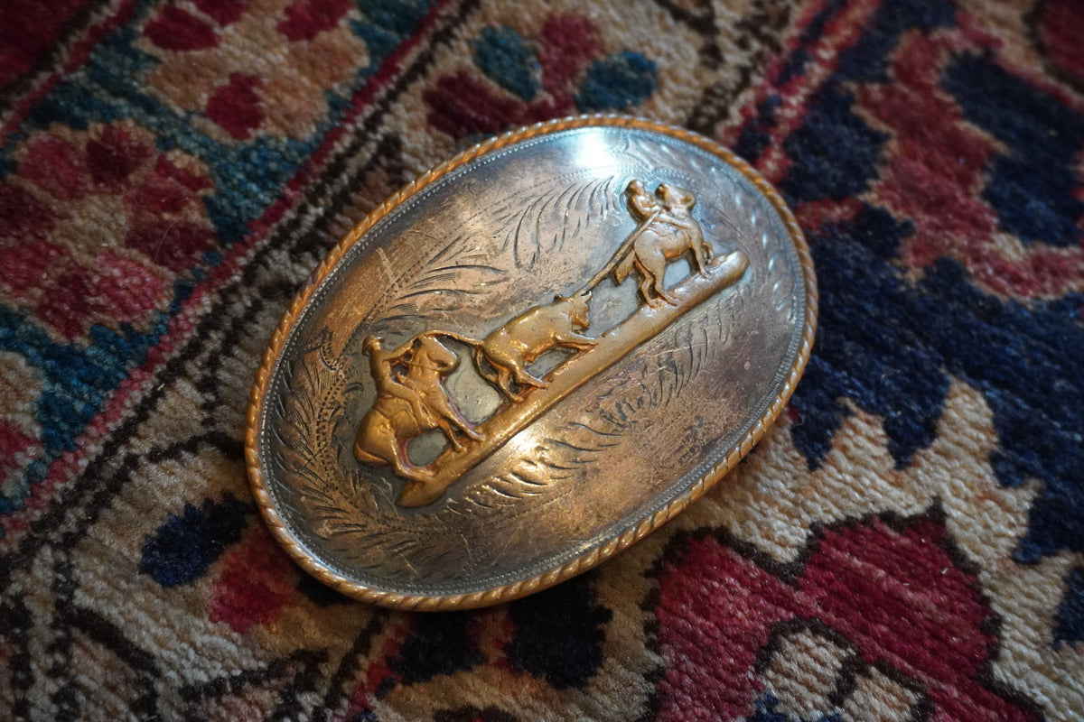 Comstock Sterling Silver Team Roper Belt Buckle