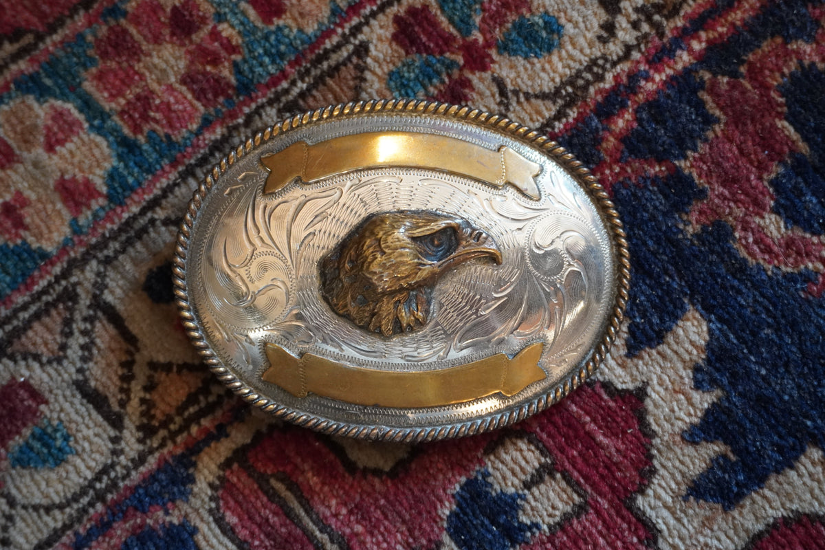 Eagle Profile w/Ribbon Frame Belt Buckle
