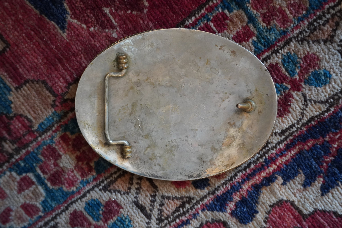 Oversized Bullrider German Silver Belt Buckle