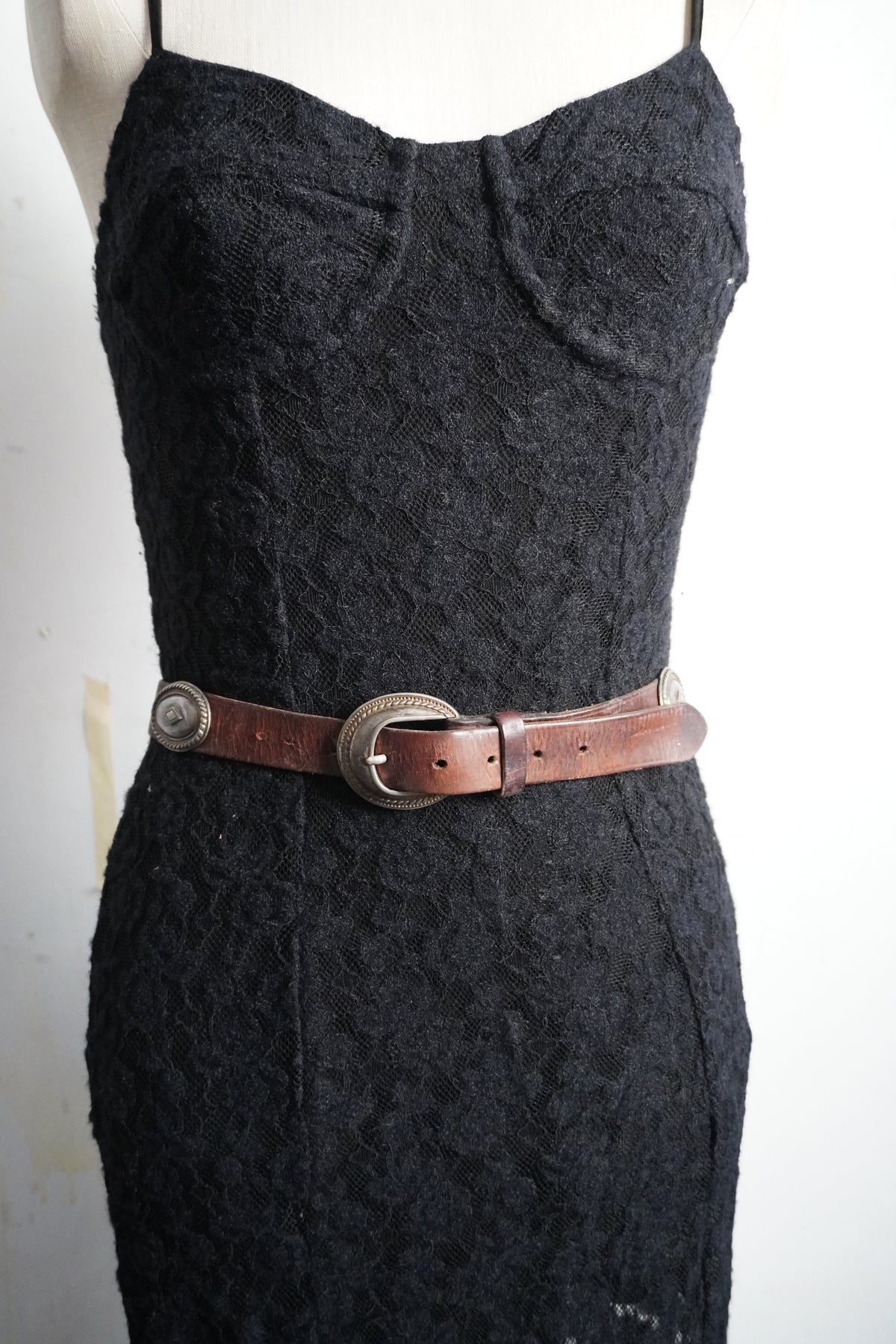 Worn Brown Leather w/Pewter Conchos