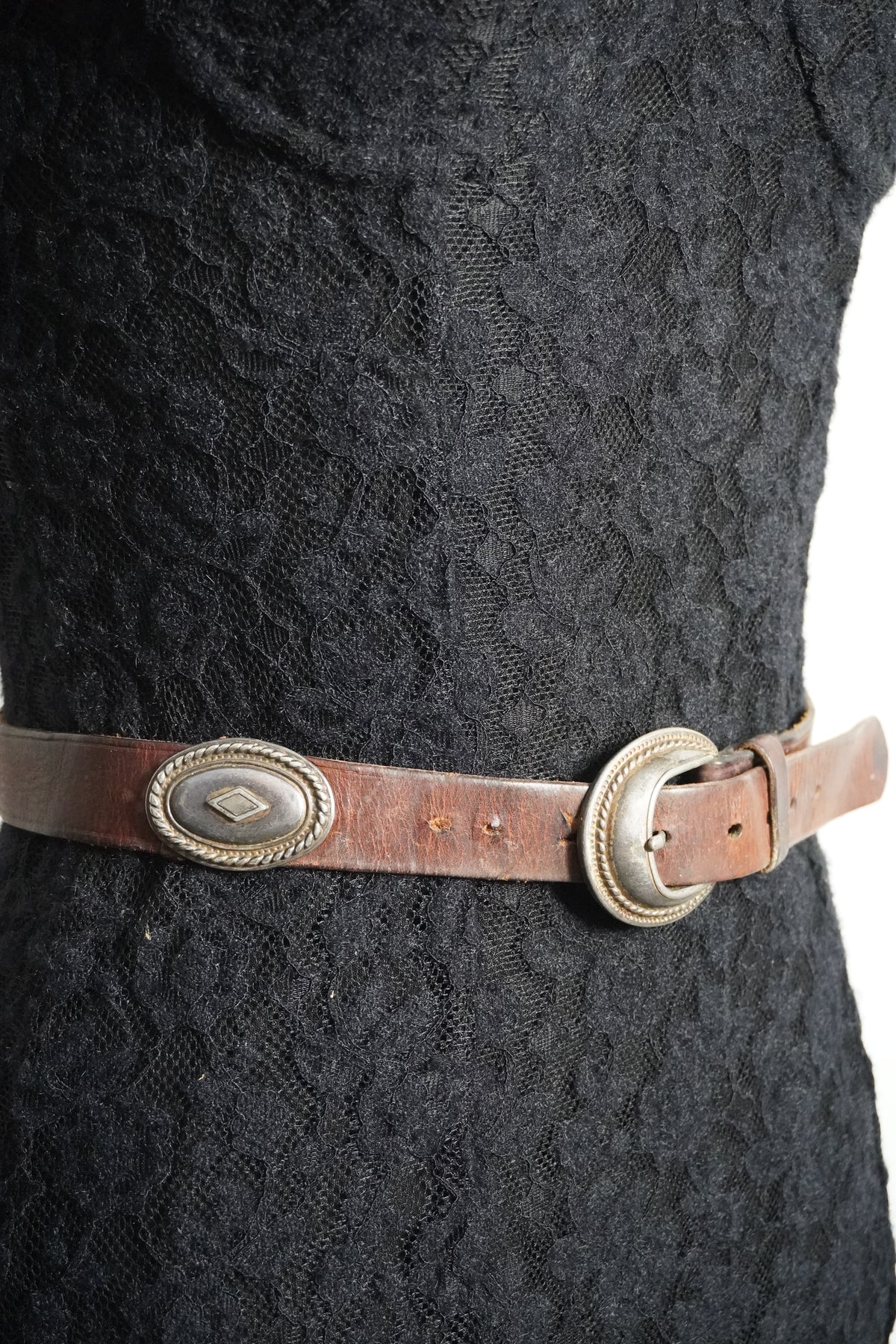 Worn Brown Leather w/Pewter Conchos