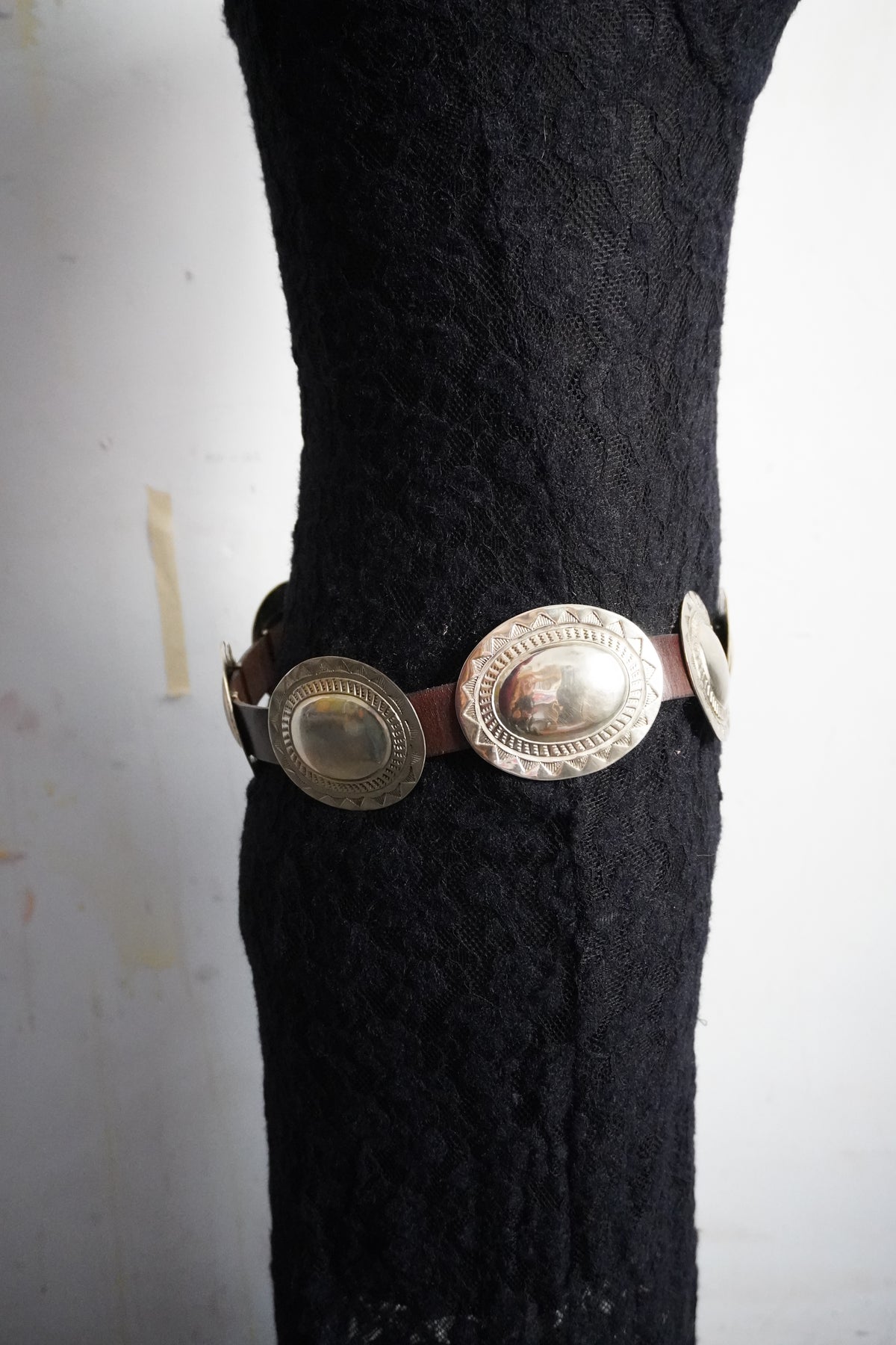 Large Stamped Alpaca Silver Concho Belt