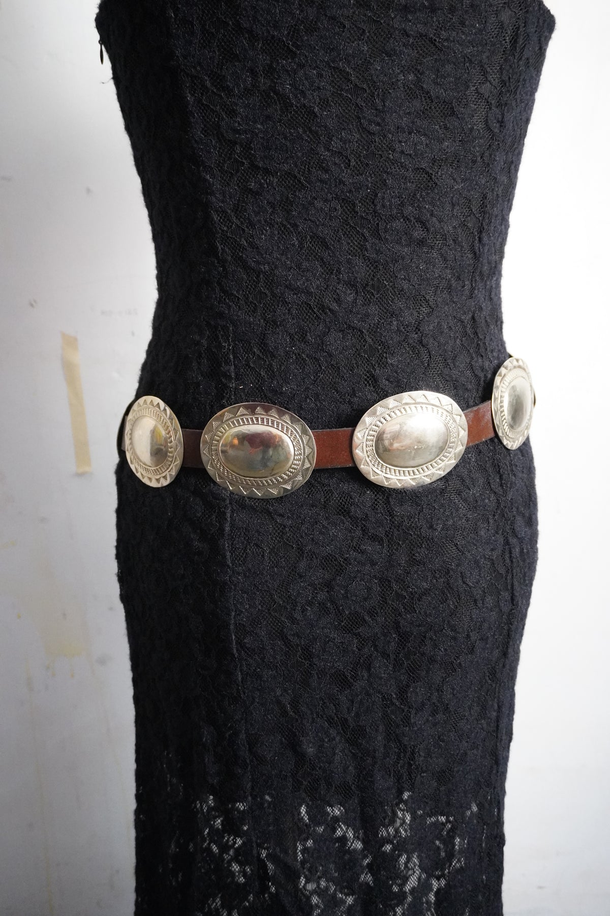 Large Stamped Alpaca Silver Concho Belt